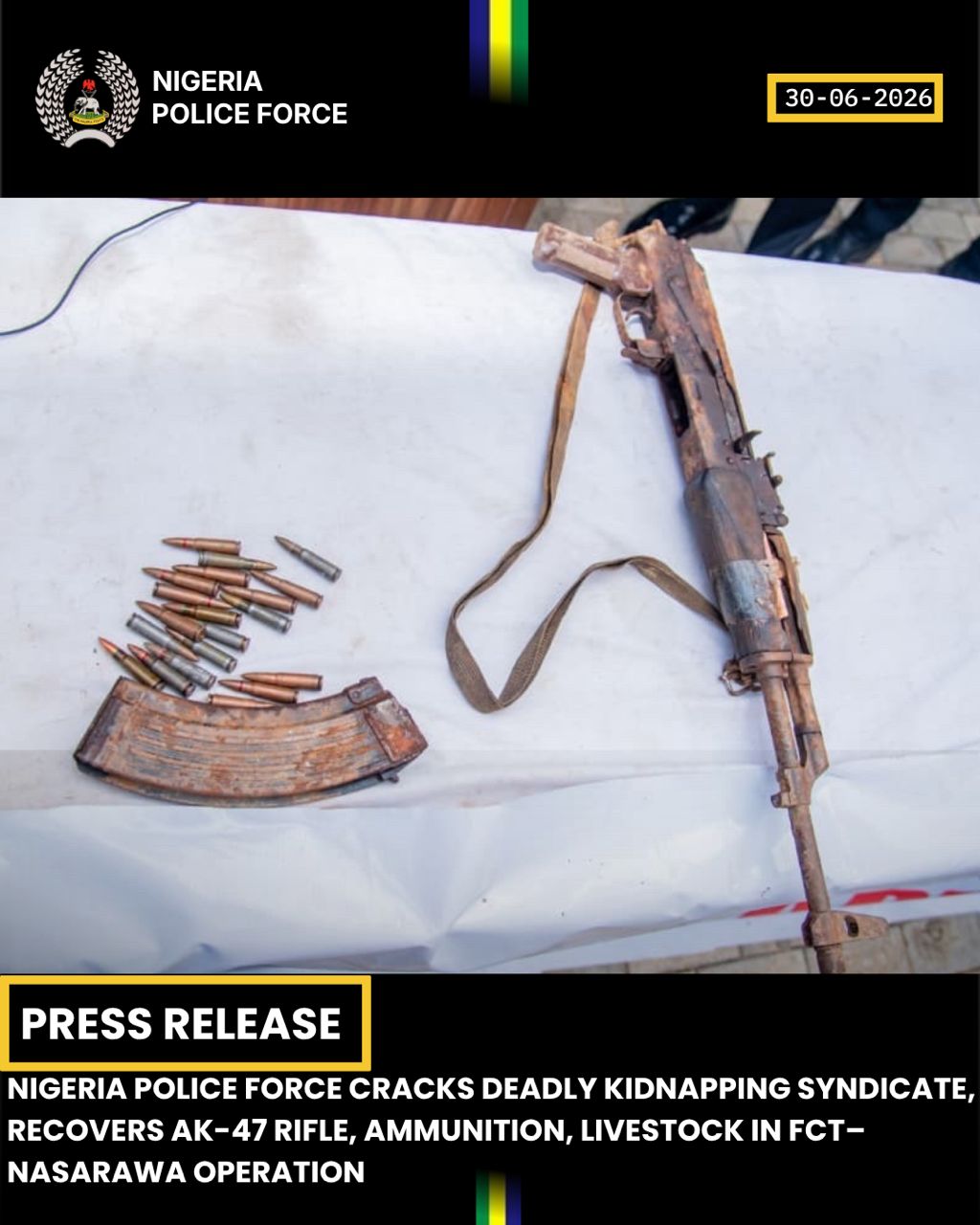 Police Dismantle Notorious Kidnap Gang, Recover AK-47, Livestock in FCT–Nasarawa